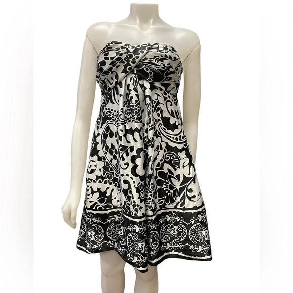XSCAPE  Strapless Black and White Dress Size 10 - Picture 1 of 10